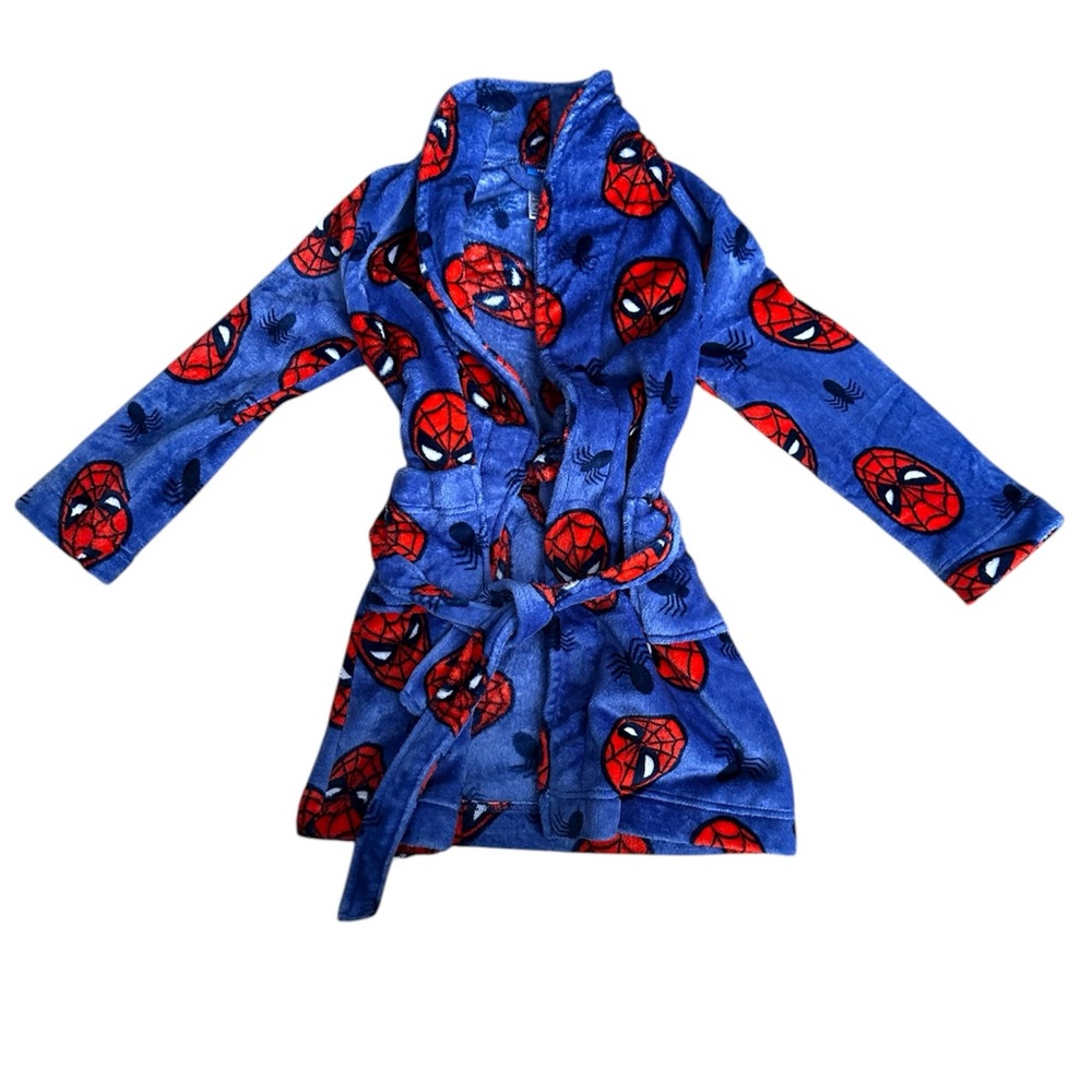 NWOT Blue Spider-Themed Pocketed Robe Size 8